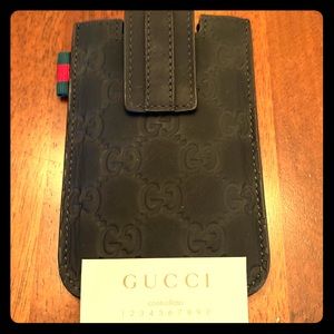 Gucci black suede mobile phone holster case
